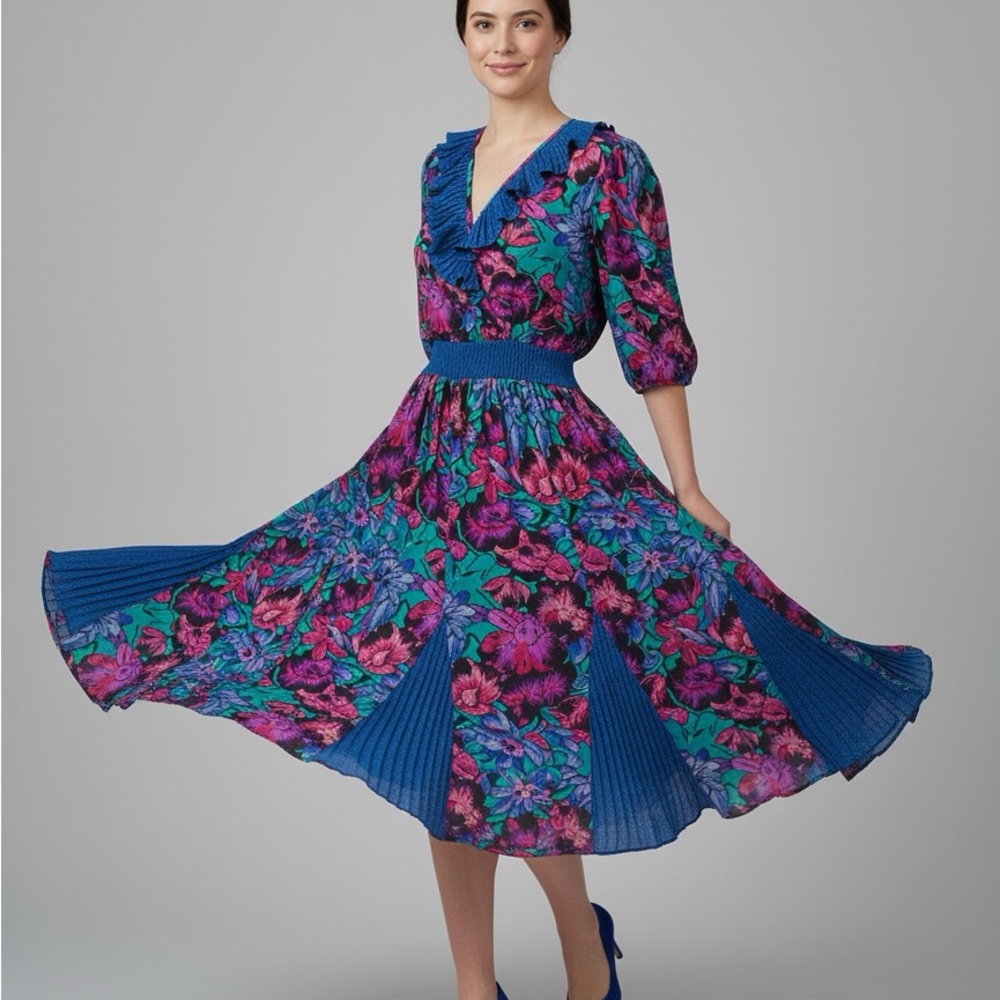 Susan Freis Ruffle Dress Sz XS